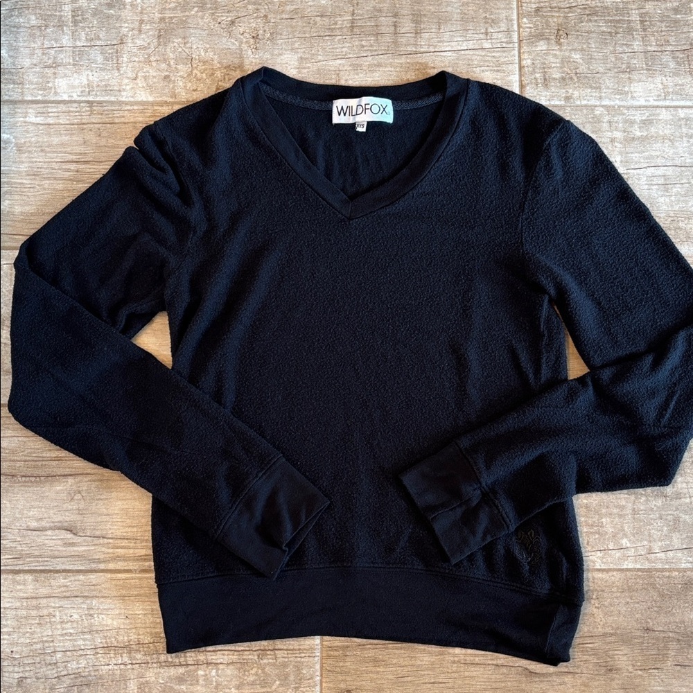 Wildfox White Label Black Mohair V-Neck Sweater